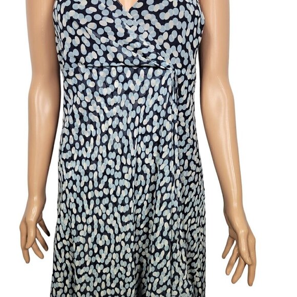 Banana Republic Women's 100% Silk Midi Length Faux Wrap Polka Dot Dress Size 16 - Picture 3 of 12
